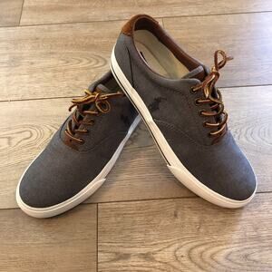 Polo Ralph Lauren Vaughn Canvas Men's Sneakers Blue Size 9D Boat‎ Shoes Preppy